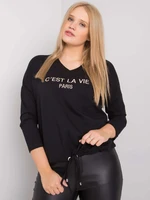 Larger black women's blouse with inscription