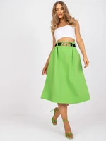 Light pink trapezoidal midi skirt with pockets