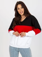 Basic white and red sweatshirt with neckline