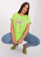 Light green blouse with large print