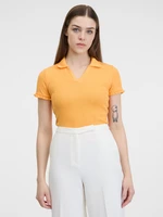Oranžové dámské žebrované polo tričko ORSAY