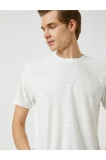 Koton T-Shirt with a Stripe Print Slim Fit Crew Neck Short Sleeved