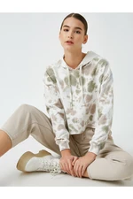 Koton Women's Coffee Cotton Hoodie and Crop Patterned Sweatshirt.