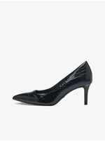 Tamaris black women's pumps with crocodile pattern