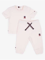 Set of girls' T-shirt and sweatpants in light pink by Tommy Hilfiger