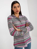 White and pink lady's striped and checked shirt