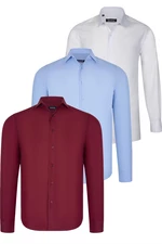 TRIPLE SET G726 DEWBERRY SHIRT-WHITE-BLUE-BURGUNDY