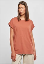 Women's terracotta T-shirt with extended shoulder