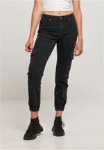 Women's Organic Stretch Denim Cargo Pants Black Washed