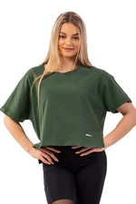 Nebbia Organic Cotton Loose Fit "The Minimalist" Crop Top 417 Women's T-Shirt Dark Green M/L