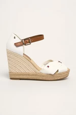 Sandále Tommy Hilfiger BASIC OPENED TOE HIGH WEDGE biela farba, FW0FW04784