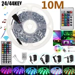 2*5M Non-waterproof RGB LED Strip Light 5050 SMD Flexible Tape Full Kit+24/44Key Remote Control+Plug DC12V Christmas Dec