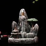 Ceramic Backflow Incense Cone Burner Incense Stick Holder Rockery Mountain Tower Cloud Water Stream Fragrant Censer Deco