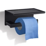 Gemitto Toilet Paper Holder with Shelf Wall-Mounted Toilet Paper Holder Set No-Drill Adhesive