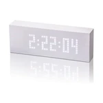 Biely budík s bielym LED displejom Gingko Message Click Clock