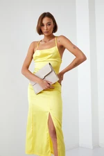 Sensual yellow dress with open back