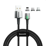 Baseus Zinc magnetický kábel USB-A/Micro-USB+Lightning+USB-C 2m, čierny