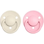 BIBS De Lux Natural Rubber Size 2: 6+ months dudlík Ivory / Baby Pink 2 ks