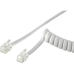 Spirálový kabel pro telefonní sluchátkoBasetech, [1x RJ11 zástrčka 4p4c - 1x RJ11 zástrčka 4p4c], 2.00 m, bílá