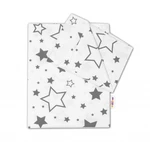 Baby Nellys 2-dílné bavlněné povlečení - Šedé hvězdy a hvězdičky - bílý, vel. 120x90
