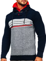 Tmavě-červený pánský silný svetr s vysokým límcem Bolf 2026