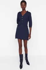 Trendyol Navy Blue Super Mini tkané šaty