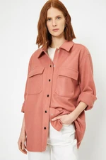 Koton Women's Pink Button Detailed Coat