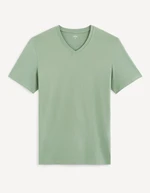 Light green men's basic T-shirt Celio Debasev