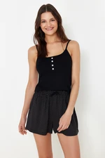 Trendyol Black Polka Dot Button Detailed Rope Strap Knitted Pajama Set