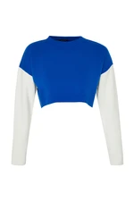 Trendyol Navy Blue Crop Color Block Knitwear Sweater