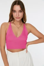 Trendyol Pink Super Crop Back Detailed Knitwear Thin Blouse