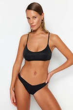 Trendyol Black V-Cut ezüstös magas szárú bikini alsó