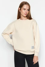 Trendyol Light Stone Label Detailed Regular Crew Neck Knitted Sweatshirt