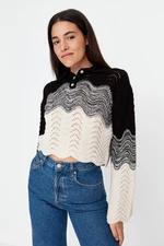 Trendyol Black Crop kötöttáru pulóver