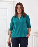 Classic green blouse with V-neck