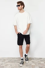 Trendyol Ecru Oversize Stitching Detailed 100% Cotton T-Shirt