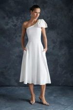 Trendyol Bridal White A-Cut Bow Detailed Wedding / Wedding Elegant Evening Dress