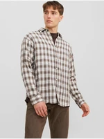 Jack & Jones Gracia White-Brown Mens Plaid Shirt - Men