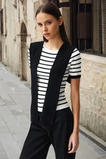 Trendyol White Striped Detachable Sailor Neck Detailed T-Shirt Look Knitwear Sweater