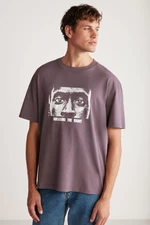 Pánské tričko GRIMELANGE Drake s nadměrným střihem, 100% bavlna, silná texturovaná látka s potiskem