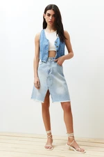 Trendyol Blue Stitching Detailed Denim Skirt