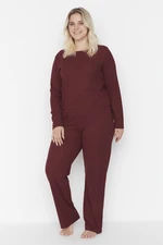 Trendyol Curve Claret Red Knitted Pajamas Set