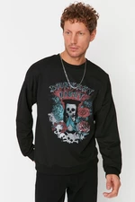 Trendyol Men's Black Oversize/Wide-Fit Crew Neck Long Sleeve Sweatshirt