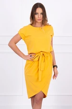 Tied dress with clutch bottom mustard