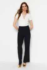 Trendyol Navy Blue Woven Trousers with Accessory Detail