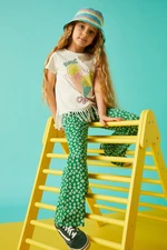 Koton Girl's Green Patterned Jeans