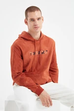 Trendyol Men's Regular/Normal Fit Hoodie with Embroidery and Warm Thick Fleece/Plush Sweatshirt.