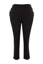 Trendyol Curve Black Woven Gold Button Detailed Trousers