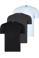 TRIPLE SET T8569 DEWBERRY BIKE COLLAR MENS T-SHIRT-BLACK-BLUE-ANTHRACITE