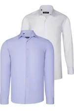 DUAL SET G726 DEWBERRY MENS SHIRTS-WHITE-LILAC